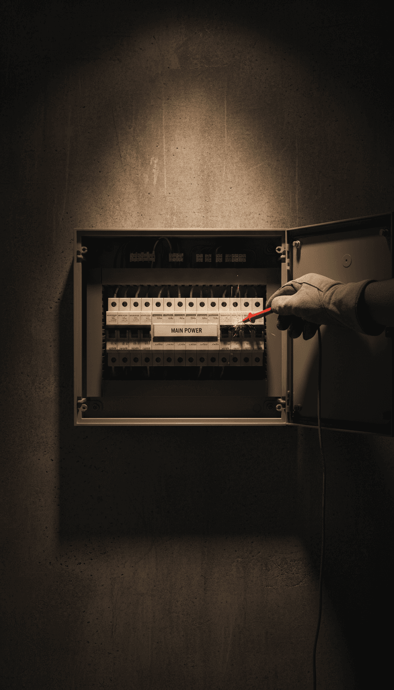 Electrician working on a consumer unit